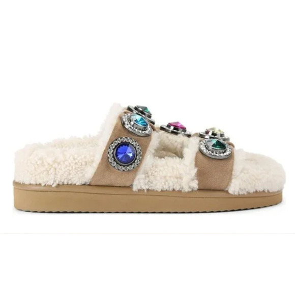Kurt Geiger Orson Crystal Teddy genuine Shearling lined sandal | Sz 38 NEW $195 - Picture 2 of 6